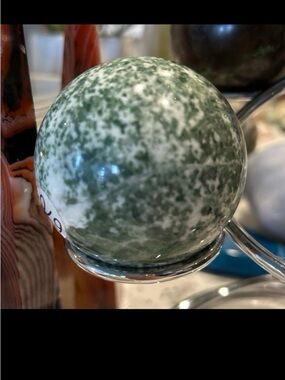Polished Tree Agate Green and White Speckled Stone Sphere